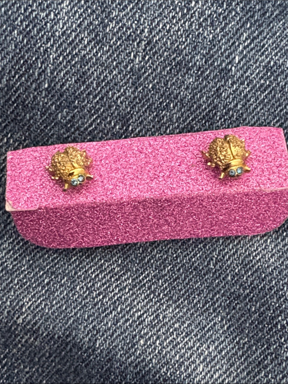 Vintage ladybug goldtone earrings